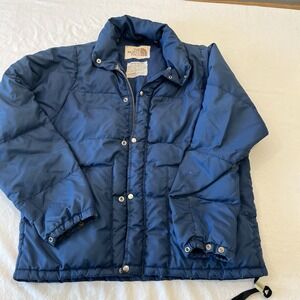 Vintage The North Face Down Puffer Jacket 60s Brown Label Made In USA Mens Small
